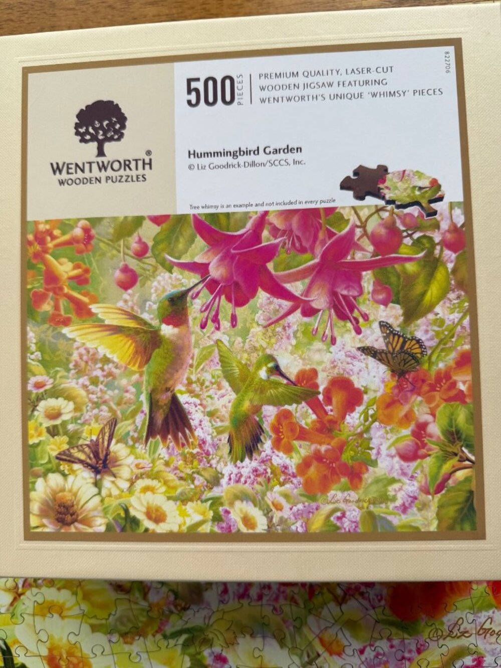 Wentworth Wooden Puzzle Hummingbird Garden Liz Goodrick-Dillon 500 Pieces Comple